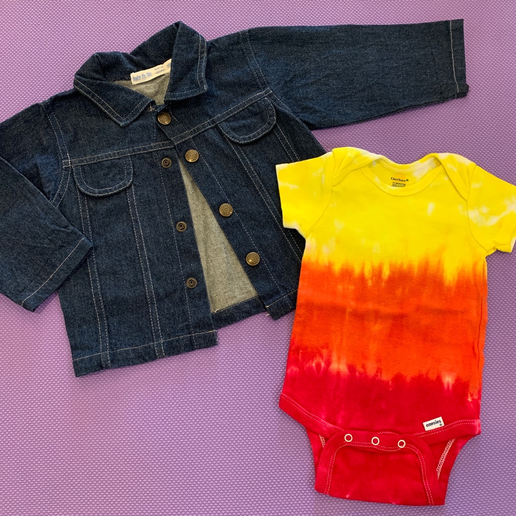 Under The Nile Organic Denim Jacket & Tye-Dye Bodysuit Baby Gift Set, 12m, New